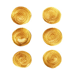 Golden circle paint collection isolated on white background