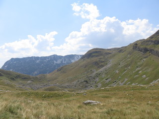 Mountain scenery green slopes and elevations