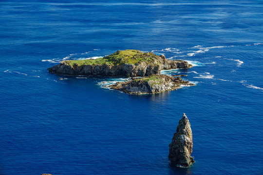 Tangata matu islets in Easter island, top view