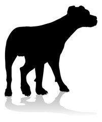 A detailed animal silhouette of a pet dog