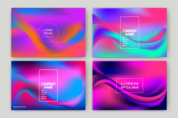 Fluid shapes. Wavy liquid background. Bright neon abstract backdrop concept. Trendy gradient waves design set template vector Poster Layout Magazine Flyer Banner Brochure Cover