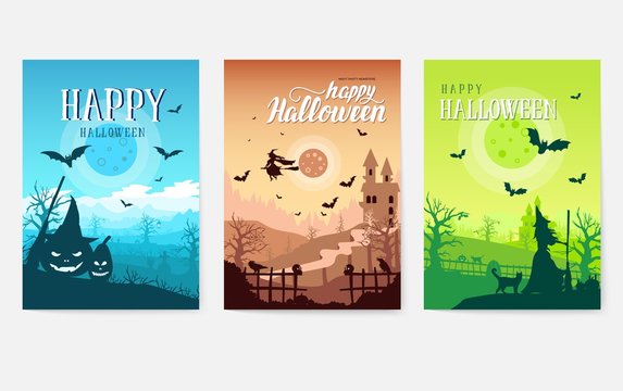 Halloween time background concept border for design. Landscape template of flayer, magazines, posters, book cover, banners. Vector design illustration