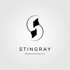 stingray letter s initial logo design silhouette vector illustration - obrazy, fototapety, plakaty