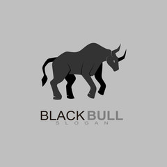 Bull logo with black design vector, buffalo icon vintage