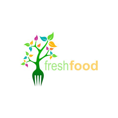 Fork tree logo design for restaurant, farm, Fork Tree Logo Template Design Vector, Emblem, Design Concept, Creative Symbol, Icon