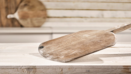 Old vintage wooden pizza paddle