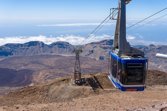 cable-car going up to peak of Teide,Spain, Canary islands.