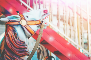 Carousel horse. Fragment of a French carousel with horses