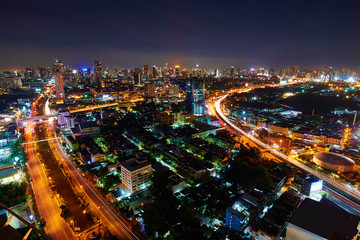 Fototapeta na wymiar Bangkok night light panorama