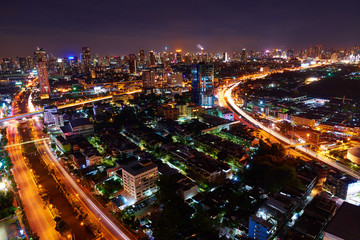 Fototapeta na wymiar Bangkok night light panorama