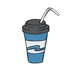 A Cup of Soft Drink or Soda With Doodle or Sketchy Style