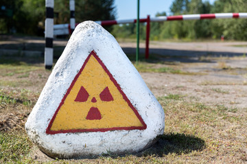 Signpost warning of radioactivity in Belarus, White-Russia