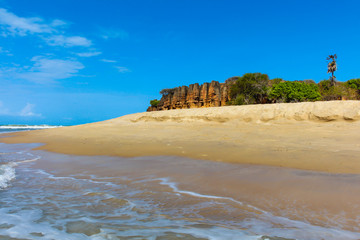 View of Tourinhos beach, the most famous beach in São Miguel do Gostoso, Brazil