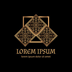 Luxury royal pattern vector element. Ethnic arabesque tile motif. Islamic border design for Christmas ornament, new year holiday emblem template, beauty spa salon logo, wedding party.