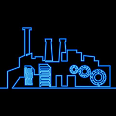 One line drawing plant neon concept industrial
