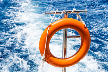 A large private motor yacht under way out at Red sea