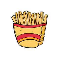 French Fries Packaging With Potato Using Sketchy or Doodle Style