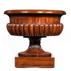 Wooden mahogany indoor large carved urn