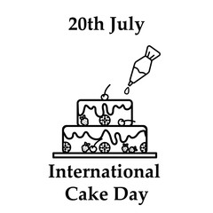 20th July International cake day icon in line art design