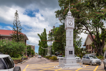 The clock tower of Victoria also known as Little Big Ben, Victoria, Mahe, Seychelles - obrazy, fototapety, plakaty