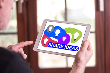 Share ideas concept on a tablet