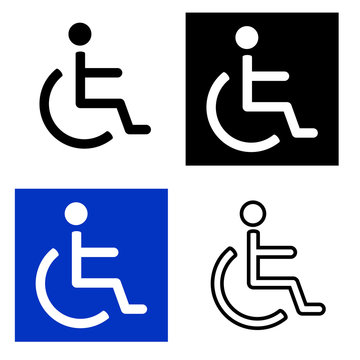 Disabled vector icons set. Disabled icon. wheelchair illustration symbol or sign.