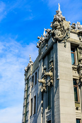 House with chimeras in Kiev, Ukraine. Art Nouveau building with sculptures of the mythical animals was created by architect Vladislav Gorodetsky between 1901 and 1903.