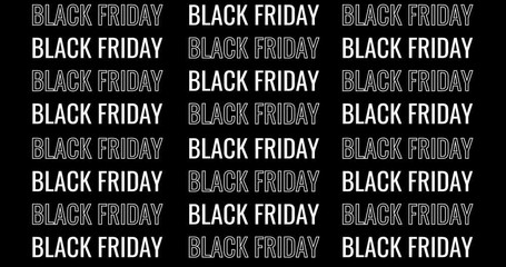 Black Friday animation with scrolling text, video black and white color