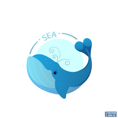 Cartoon character of a cute blue whale