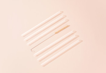Overhead Shot of Glass Drinking Straw.