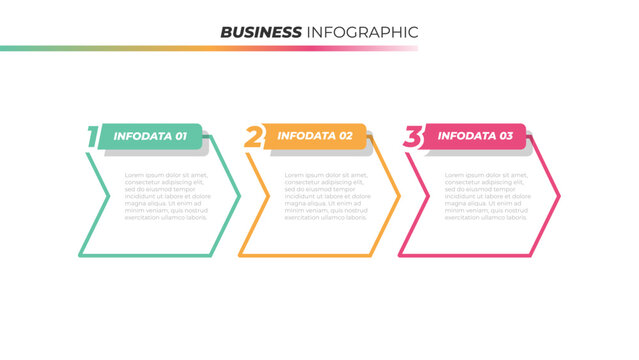 Business process. Timeline design label with arrow thin line concept and 3 options, steps. Vector template. 