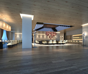 3d render of luxury hotel interior