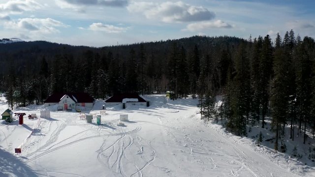 The surroundings of the mountain lake Amut. 2019 year. Shooting from the drone.