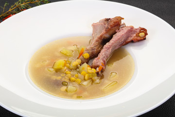 Peas soup with ribs