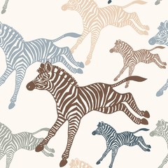 Fototapeta na wymiar Seamless vector pattern with running colored zebras