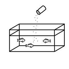 Feeding fish in an aquarium