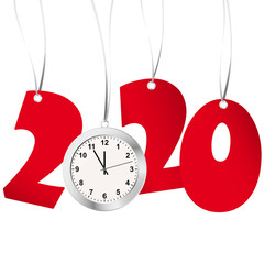 new year 2020 numbers and clock