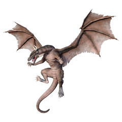 3D Rendering Fairy Tale Dragon on White