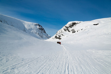 Fototapeta na wymiar skiers in mountains