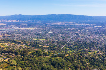 View of Silicon Valley from Sierra mountains in California, USA