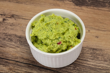 Avocado guacamole sauce with chili pepper