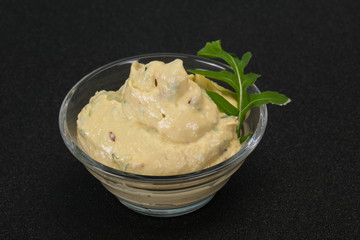 Hummus snack with olive oil