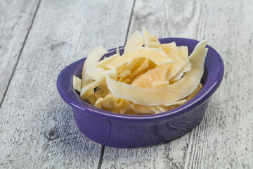 Coconut dry chips in the bowl