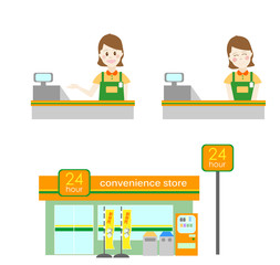 コンビニと従業員、パート、アルバイト、求人、接客業、コンビニエンスストア