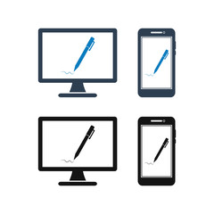 Online Learning Icon Set. Flat style vector EPS.