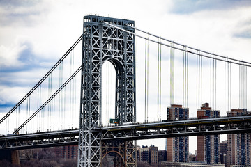Close view of George Washington Bridge in New York - obrazy, fototapety, plakaty