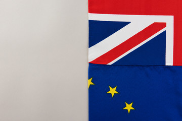 British and European Union flags with copy space