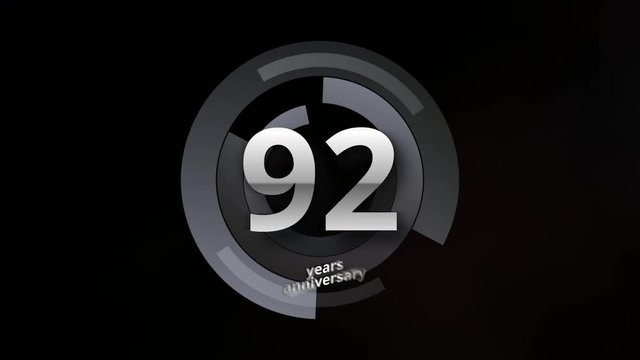 92 Years Anniversary Digital Tech Circle Silver Background