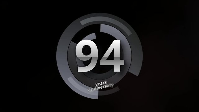 94 Years Anniversary Digital Tech Circle Silver Background
