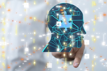 science consist head human digital technology concept